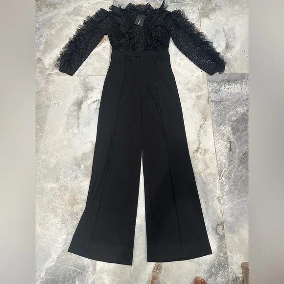 Fashion Nova Black Trousers Jumpsuit - Picture 3 of 16